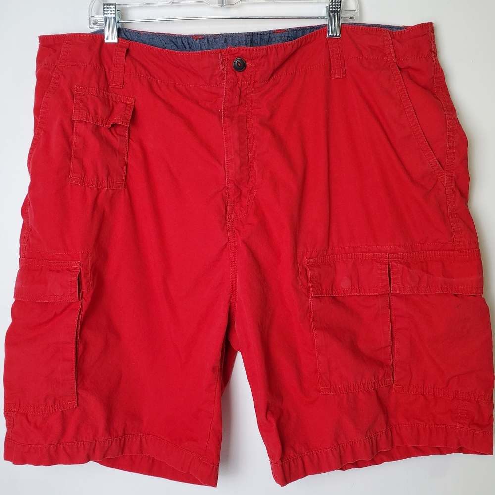 Nautical Red Cotton Cargo Shorts